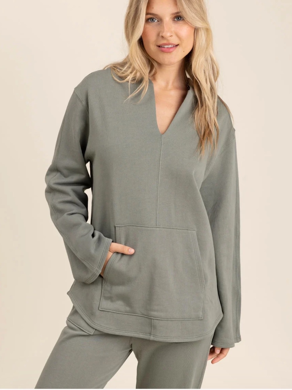 Le Marais Acadia Hoodie Large Green Lounge Kangaroo Pocket